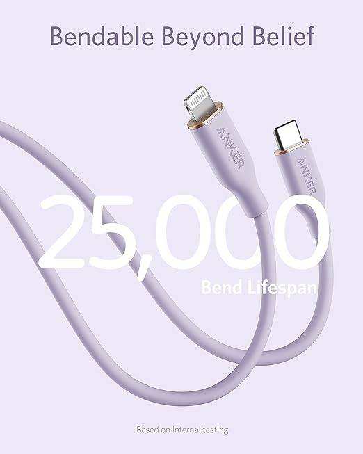 Anker Bangladesh PowerLine III Flow USB-C to Lightning - Purple MFI Certified Cable. anker charger