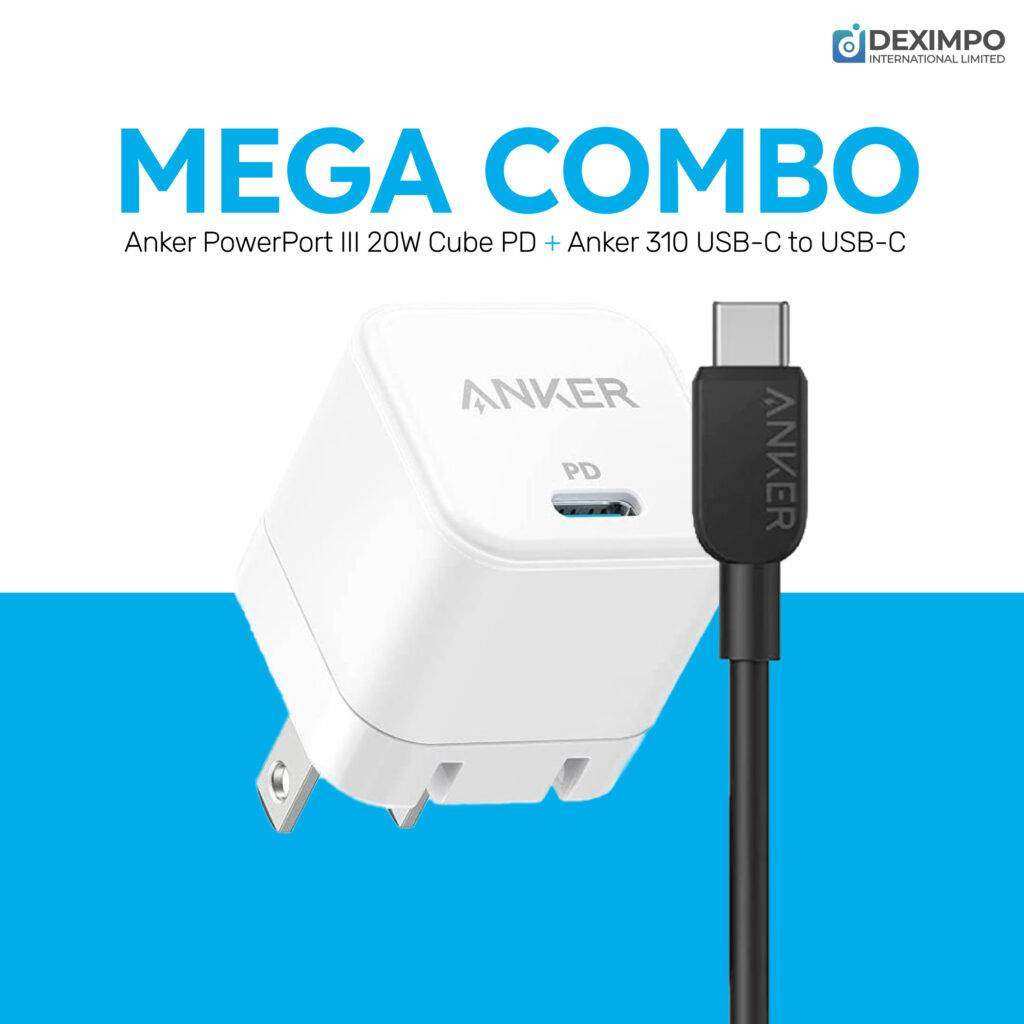 Anker Mega COMBO (Anker PowerPort III 20W Cube PD + Anker 310 USB-C to USB-C )